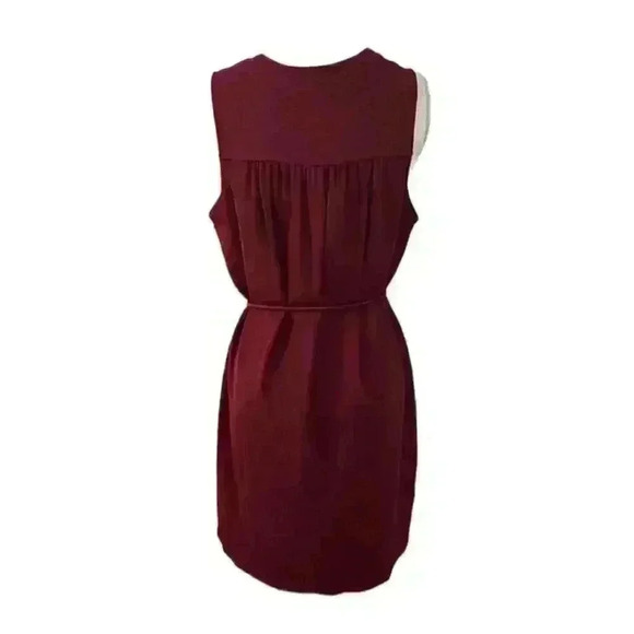 AMANDA UPRICHARD Merlot Colored Sleeveless V-Neck Popover Tie Waist Dress Size S - Picture 7 of 11